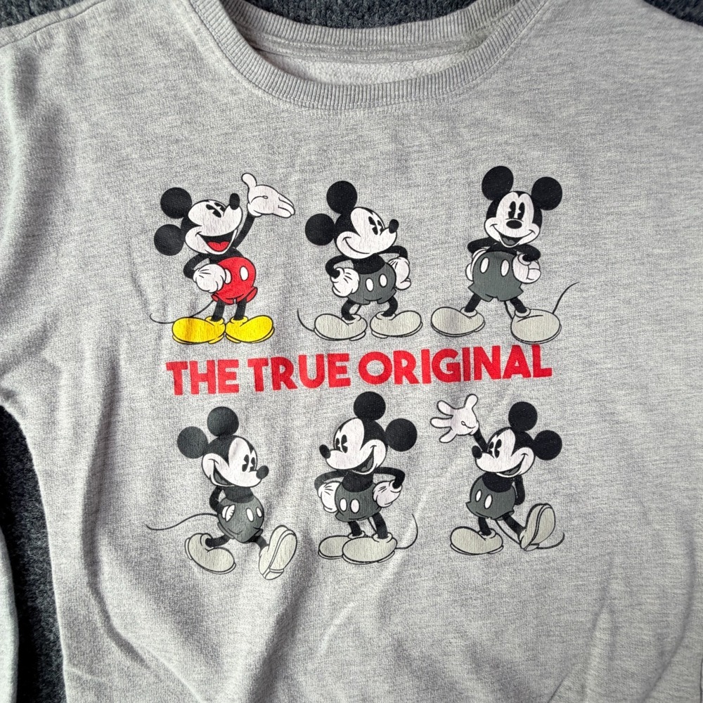 Disney Mickey Mouse The True Original Sweatshirt Womens‎ XS Heather Gray Graphic - Picture 3 of 8